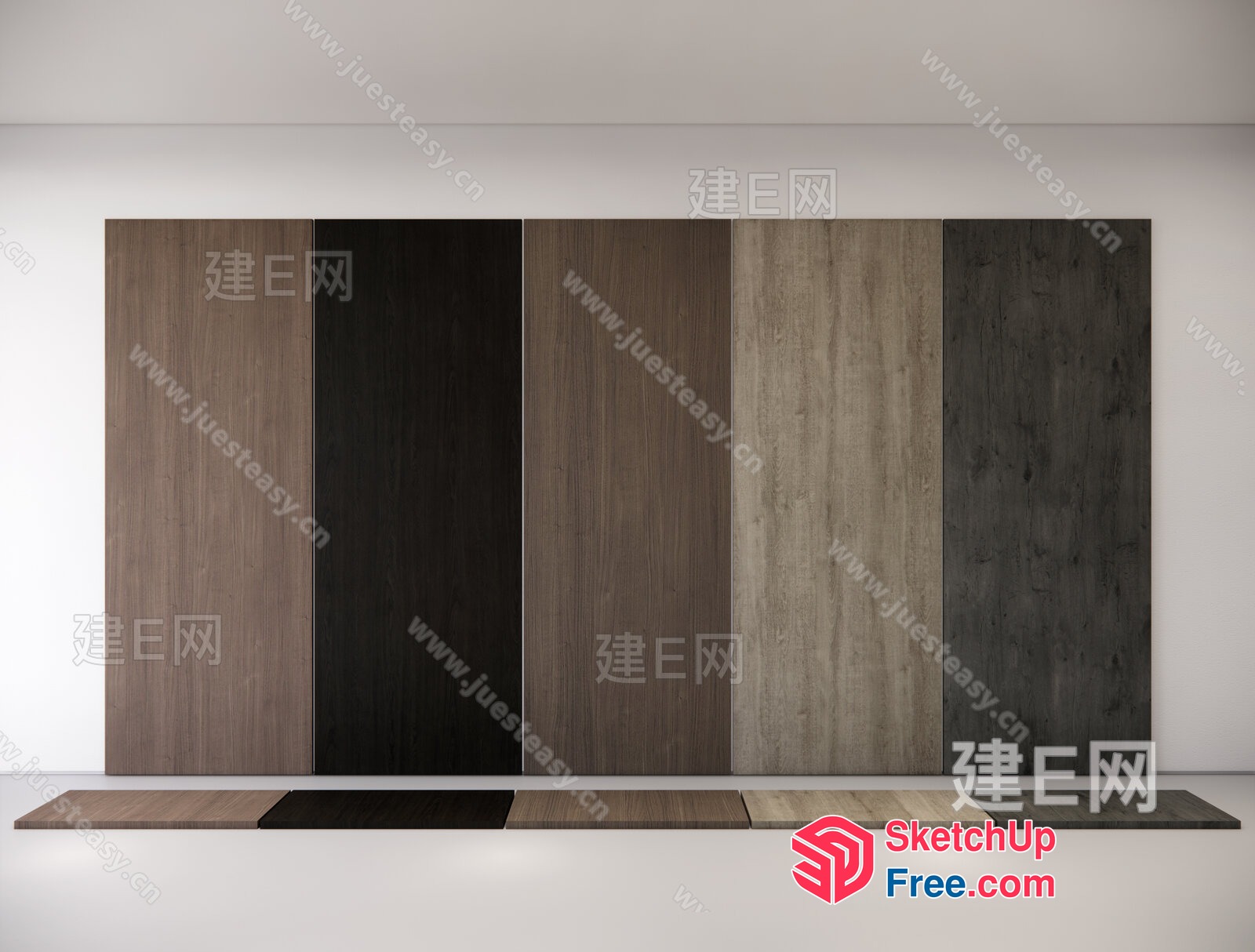 Modern Wood Panel Wall 3D SketchUp File