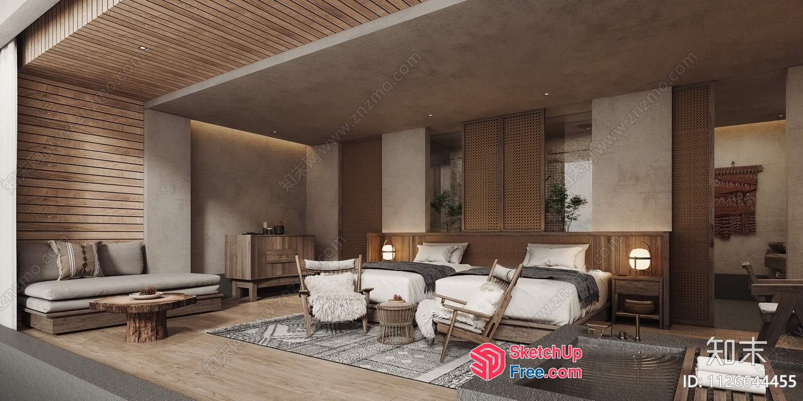 Luxurious Modern Minimalist Bedroom Interior 3D SketchUp File