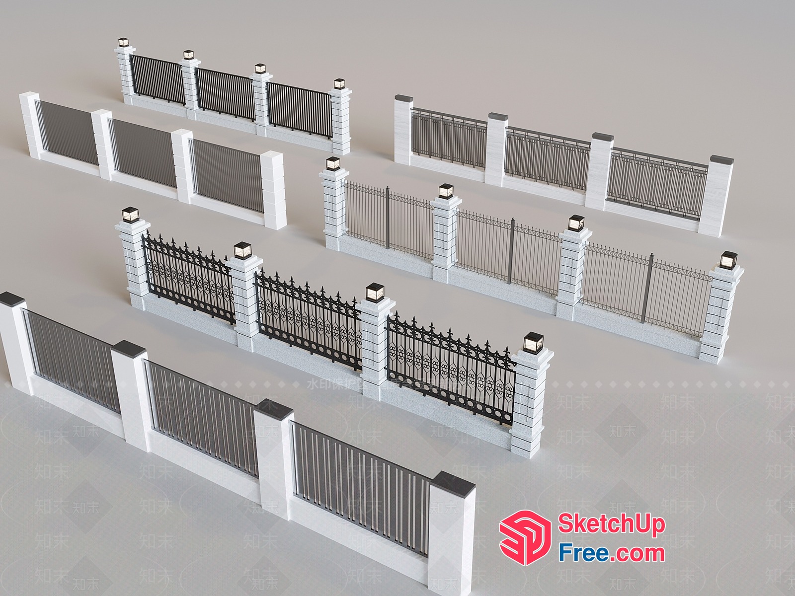 Ornate Iron Fences And Railing Collection 3D SketchUp File