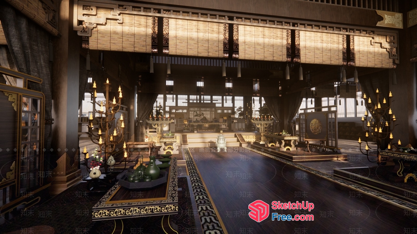 Ornate Asian-Inspired Interior Design 3D SketchUp File