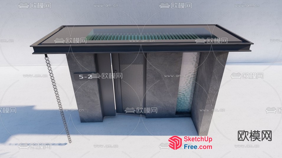 Grey Concrete Pillar And Staircase 3D SketchUp File
