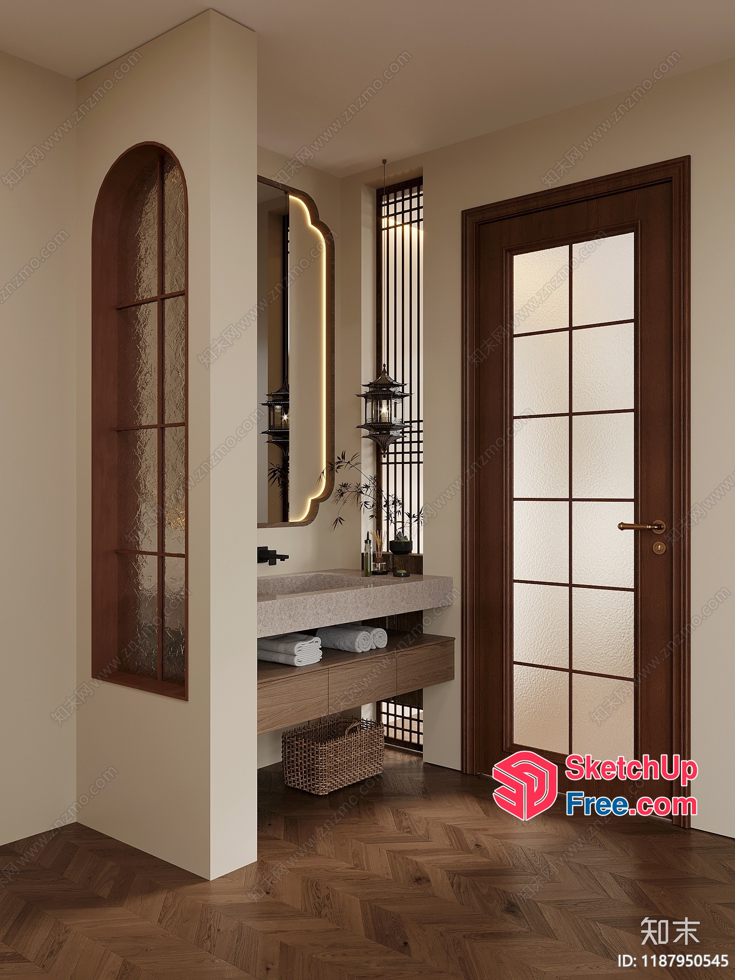 Elegant And Modern Bathroom Interior 3D SketchUp File