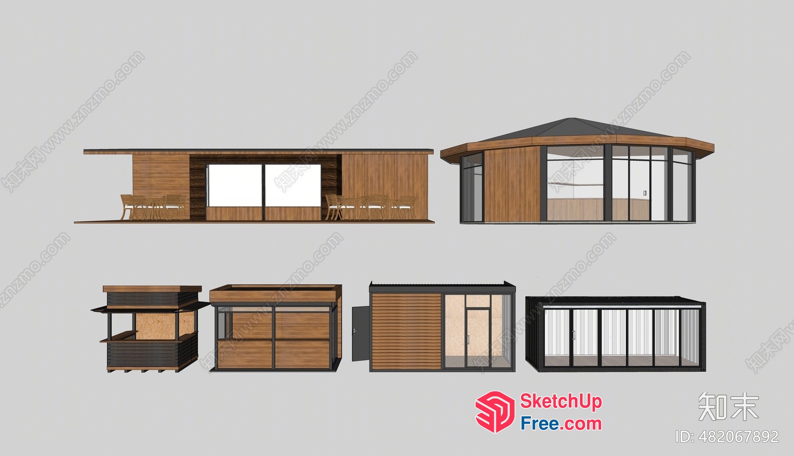 Modern Wooden Exterior Decorations 3D SketchUp File