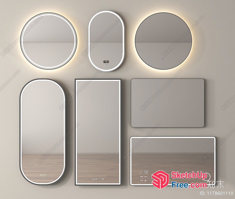 Modern Minimalist Bathroom Mirrors Collection 3D SketchUp File