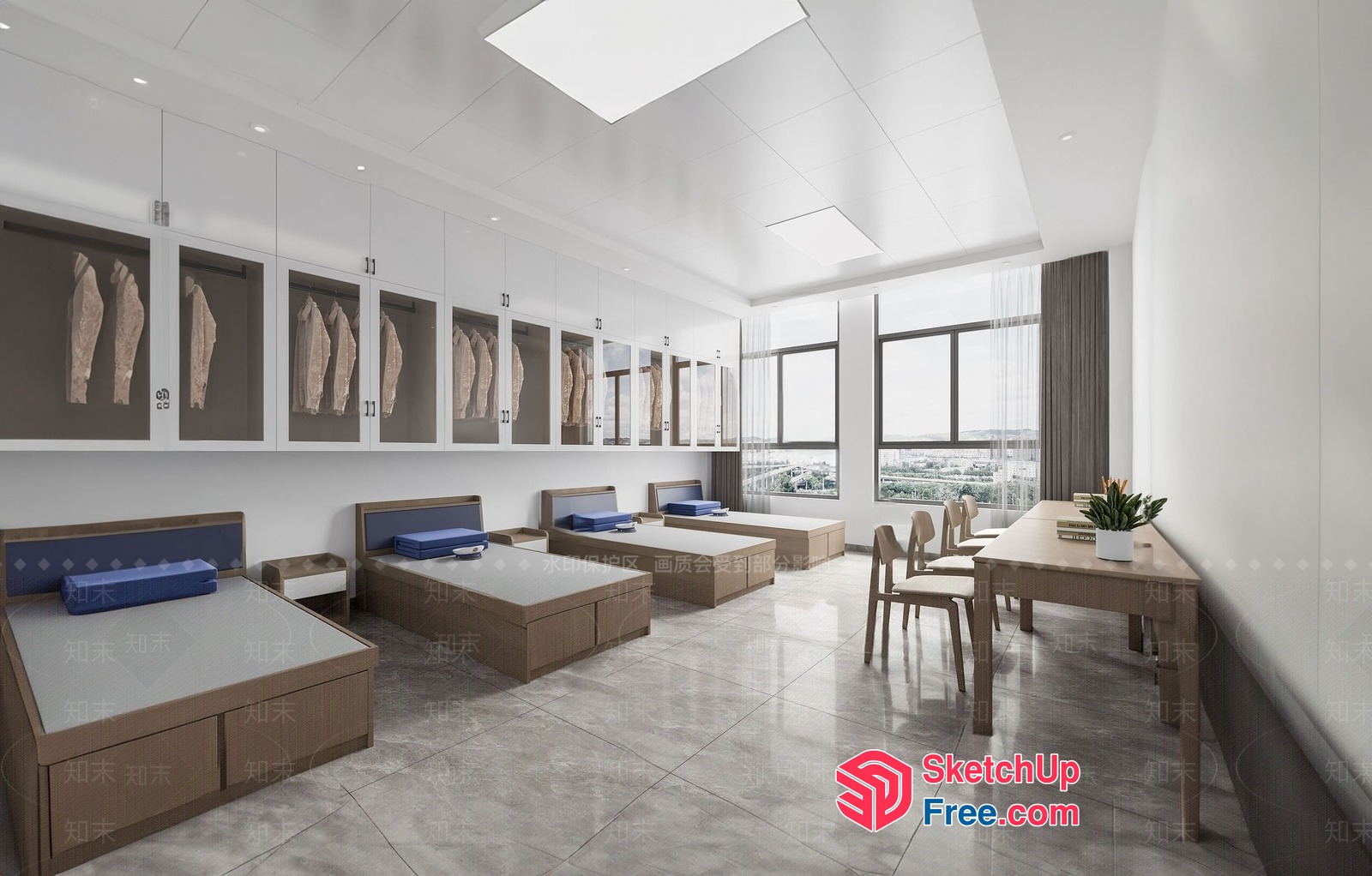 Modern Minimalist Dormitory Interior Design 3D SketchUp File