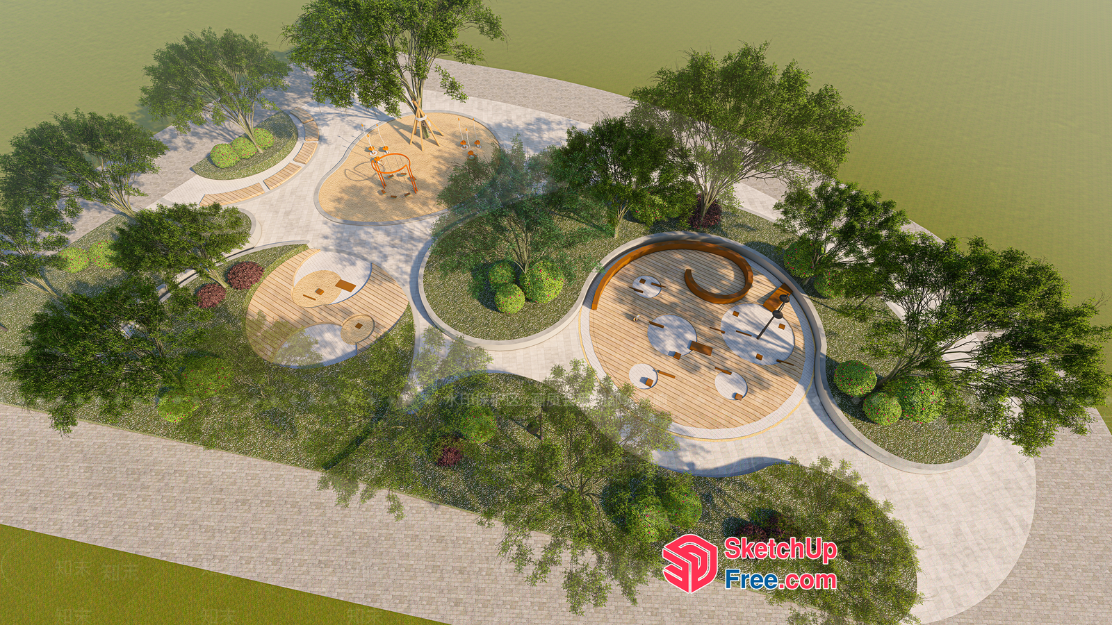 Serene Park Landscape 3D SketchUp File