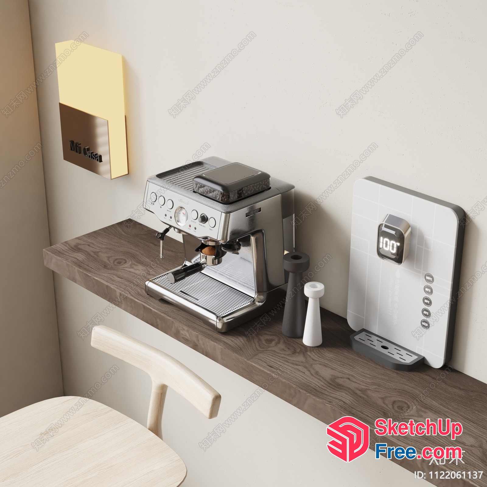 Coffee Maker And Scale On A Shelf 3D SketchUp File