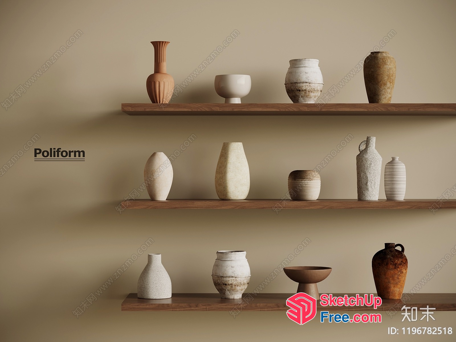 Decorative Shelves With Vases 3D SketchUp File