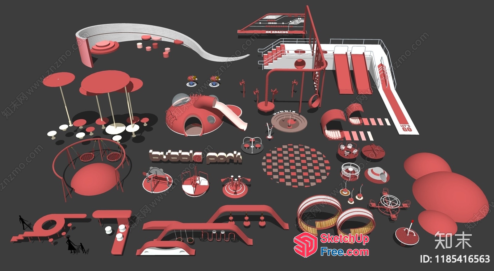 Red And White Modern Architectural Design Elements 3D SketchUp File