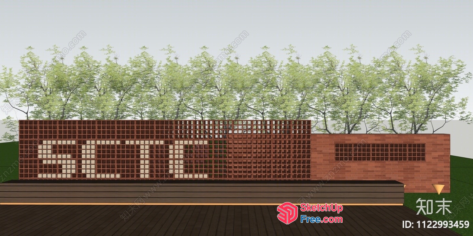 Exterior Brick Wall With Greenery 3D SketchUp File