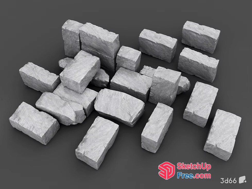 Rectangular Bricks In A Grayish Tone 3D SketchUp File