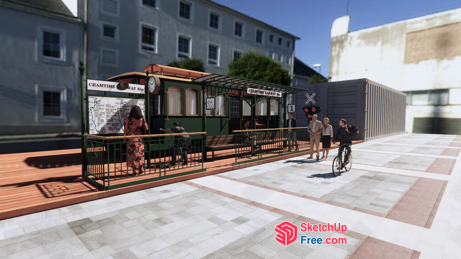 Vintage Train Station Platform 3D SketchUp File