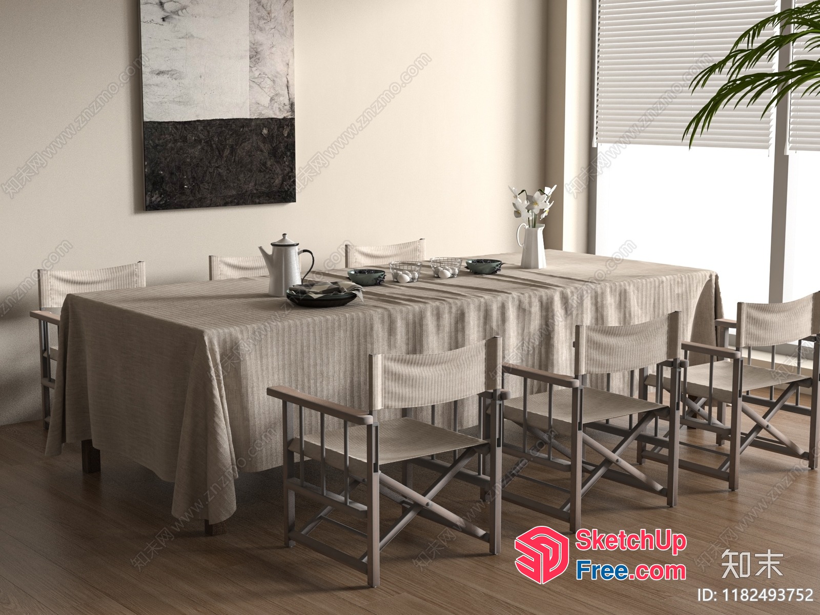 Elegant Modern Dining Room With Natural Light 3D SketchUp File