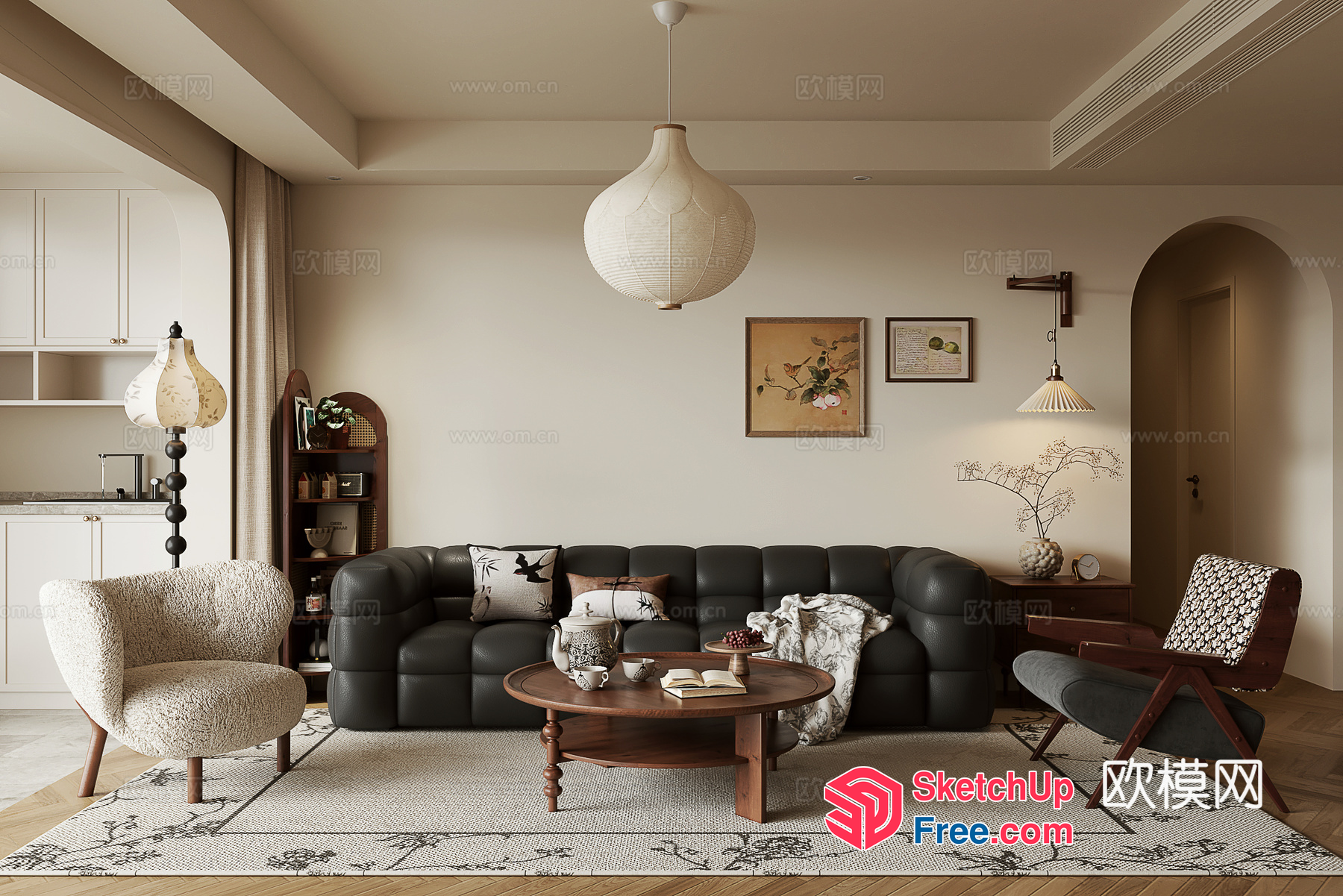 Elegant And Cozy Living Room Decor 3D SketchUp File