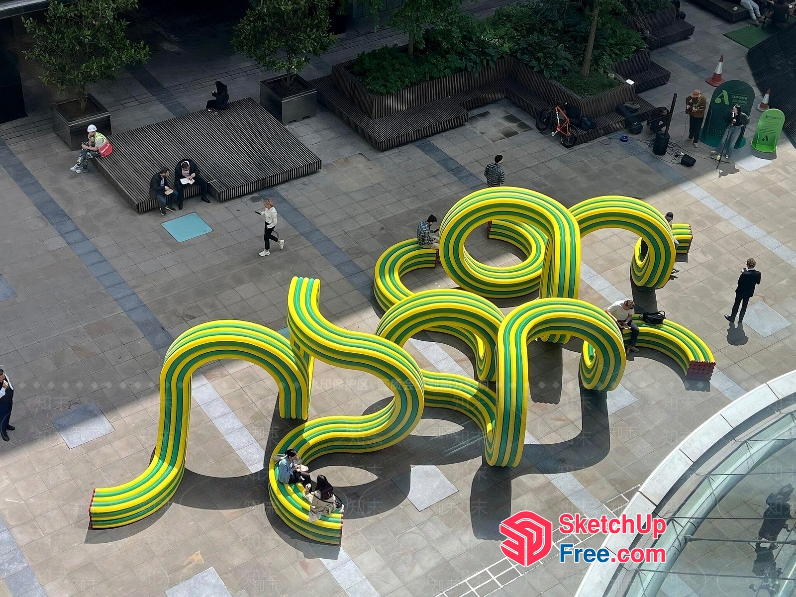 Vibrant Yellow And Green Serpentine Sculpture 3D SketchUp File