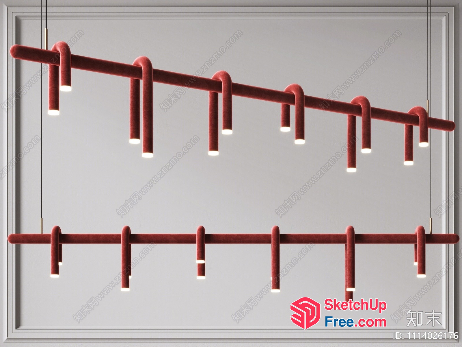 Modern Red Bar Pendant Lighting 3D SketchUp File