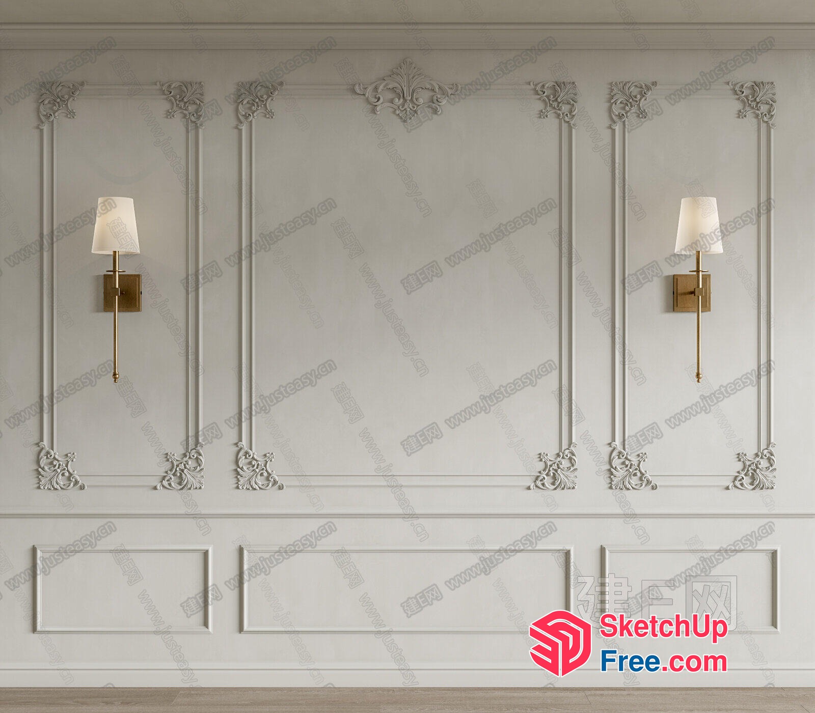 Elegant White Classic Moulding Wall Decor 3D SketchUp File