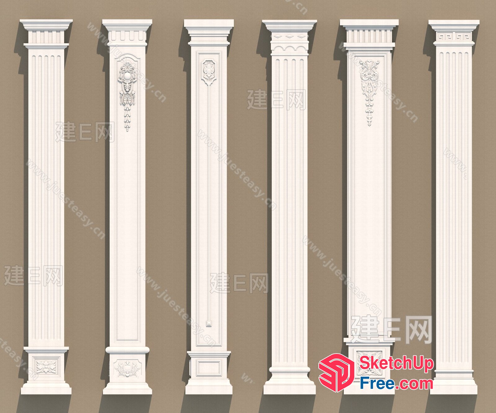 Ornate Pillars With Intricate Carvings 3D SketchUp File