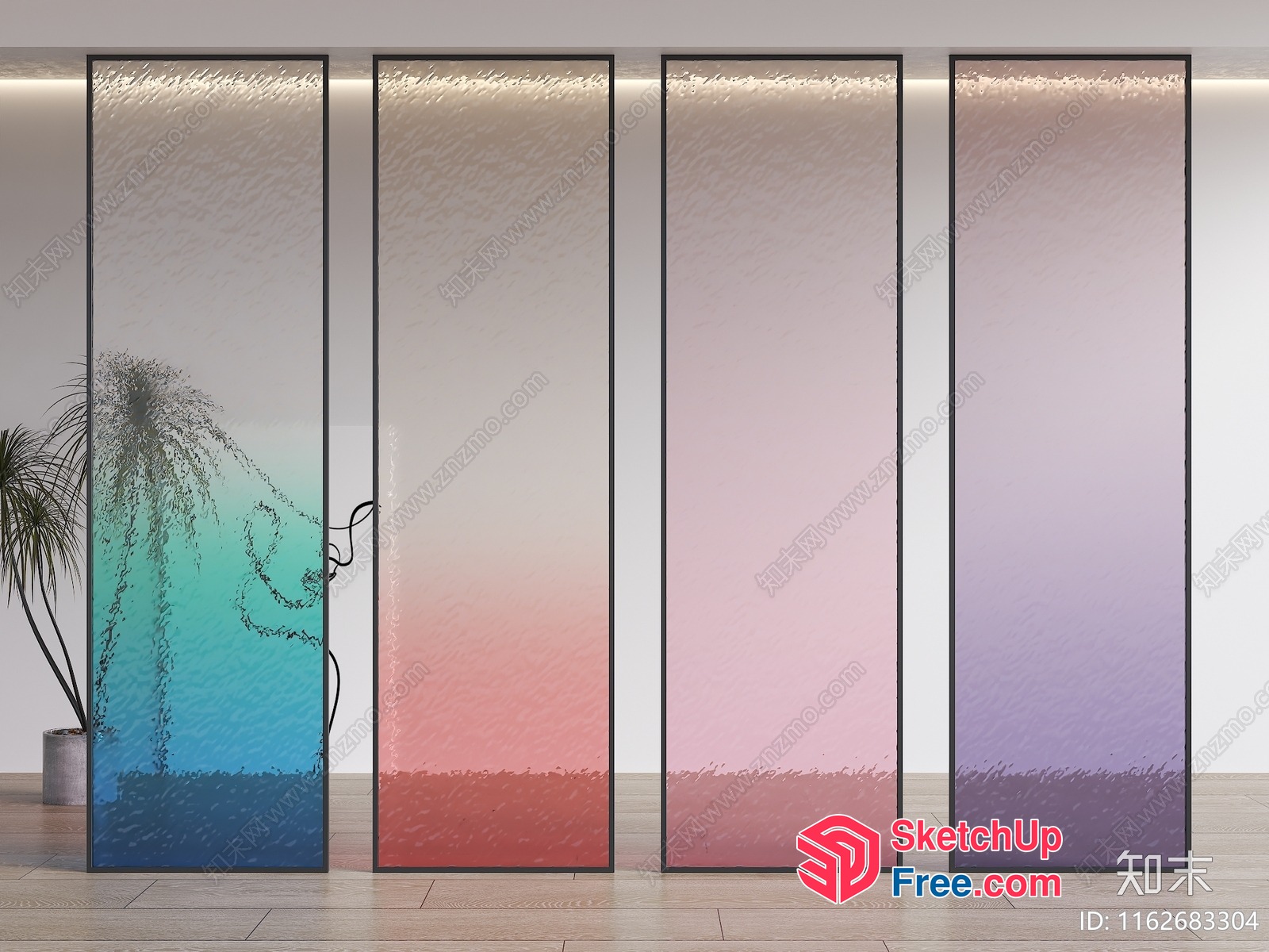 Modern Glass Partition Wall 3D SketchUp File