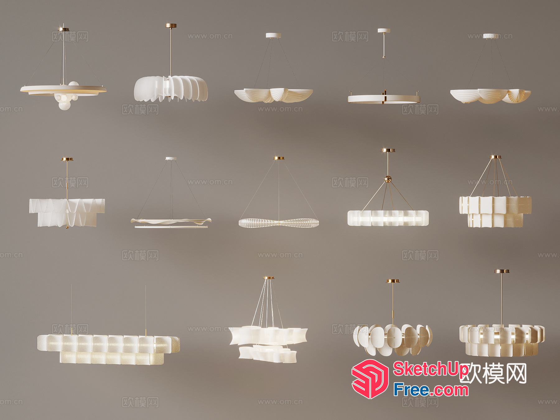 Modern White Chandelier Designs 3D SketchUp File