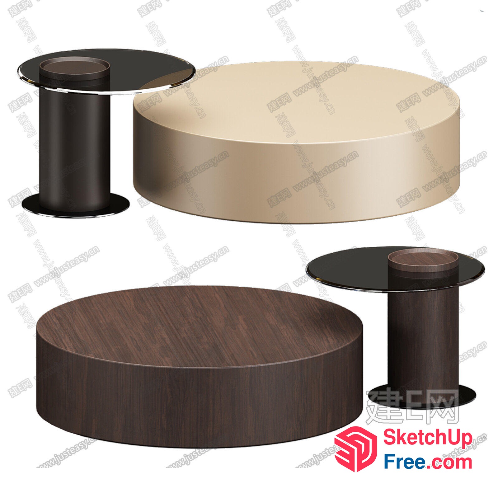 Round Coffee Table Set 3D SketchUp File