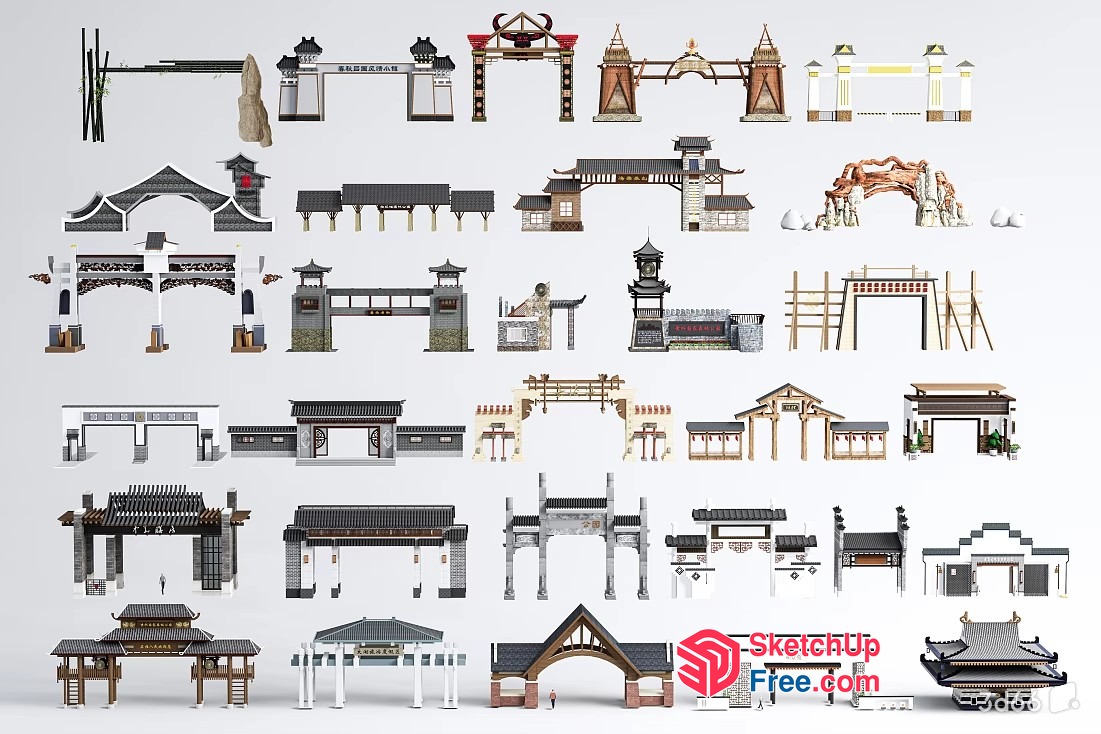 Traditional Chinese Architecture Elements 3D SketchUp File