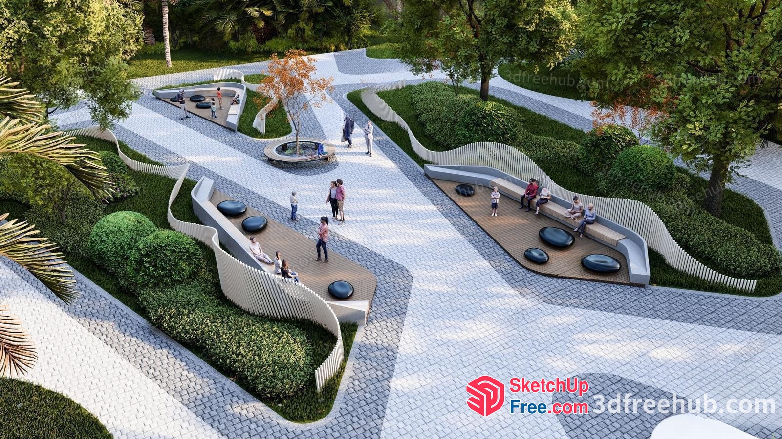 Modern Park Interior Design With Natural Elements 3D SketchUp File