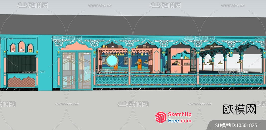 Vibrant Blue And Pink Interior Design 3D SketchUp File