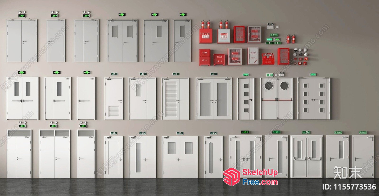 Emergency Exit Doors And Fire Alarm Systems 3D SketchUp File