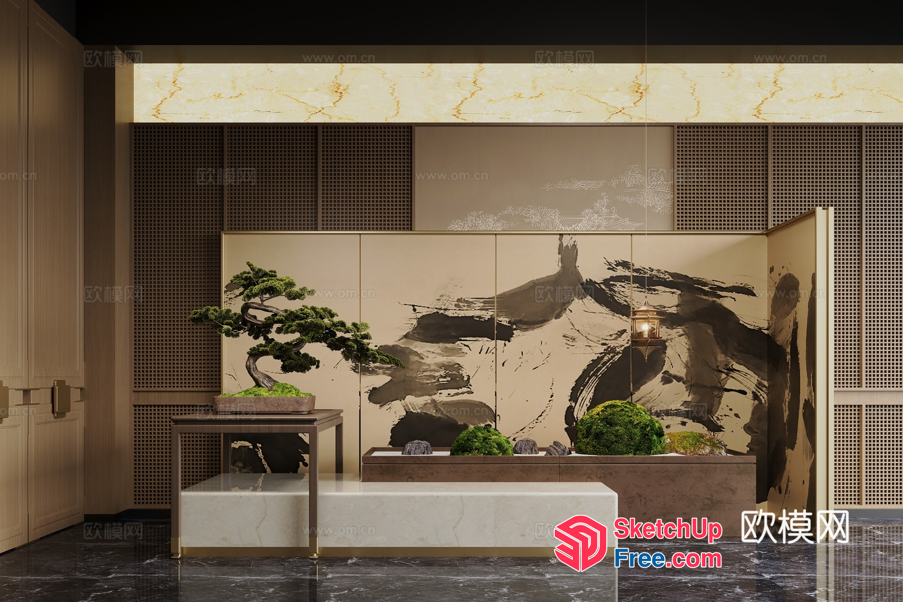 Elegant And Serene Japanese-Style Interior 3D SketchUp File