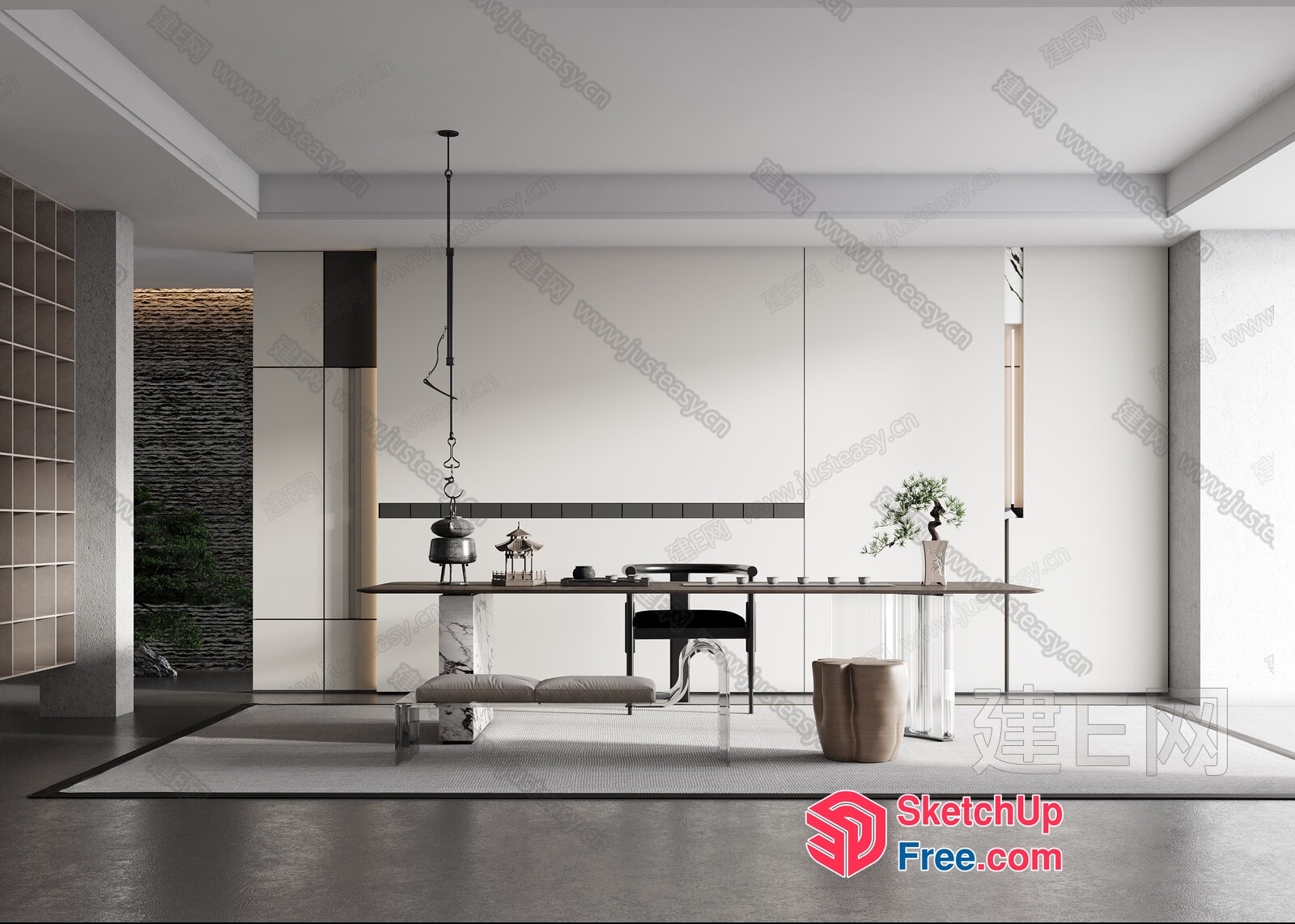 Modern Minimalist Interior Design With Sleek Furniture And Natural Elements 3D SketchUp File
