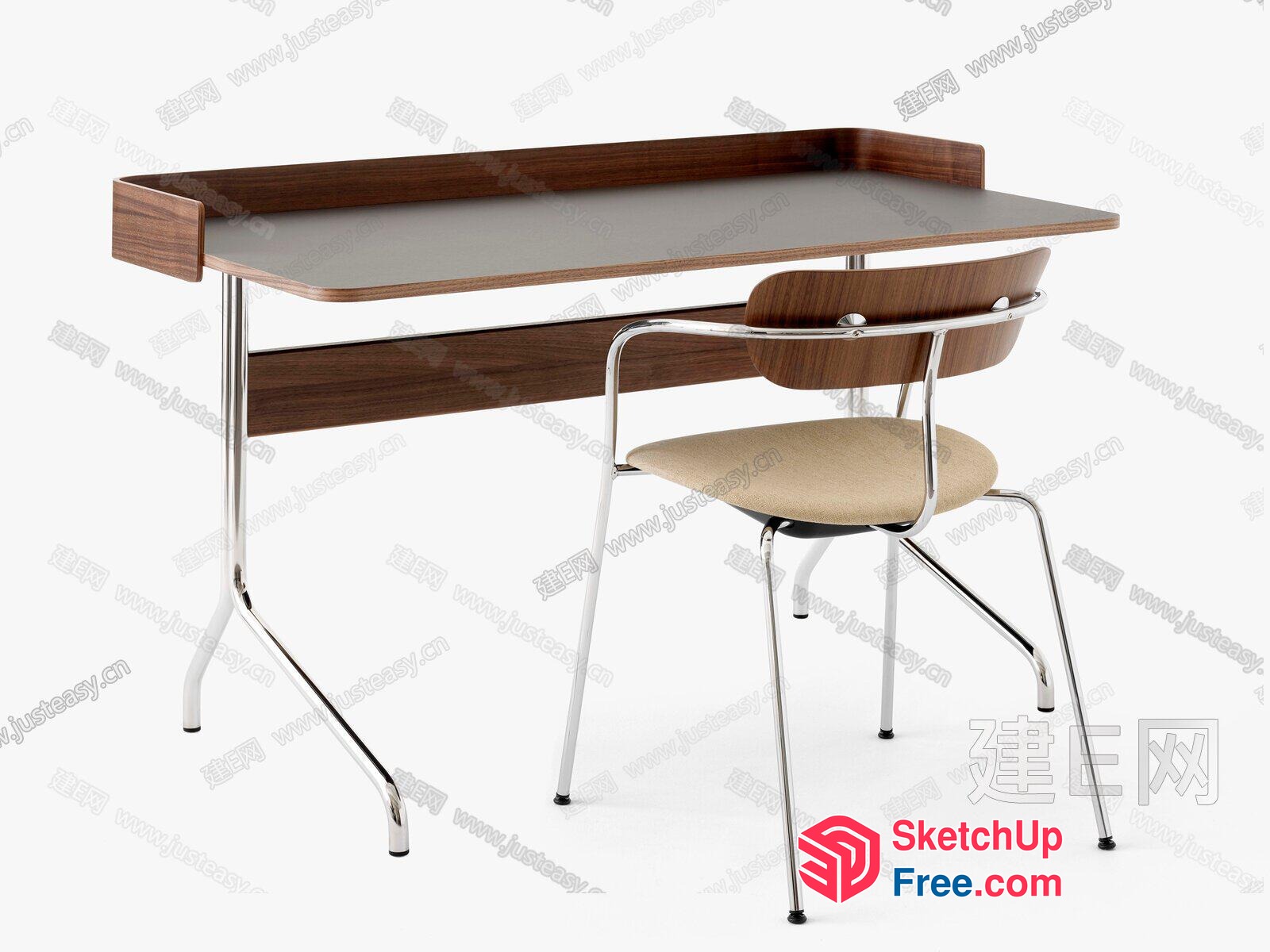 Simple Modern Desk And Chair Set 3D SketchUp File