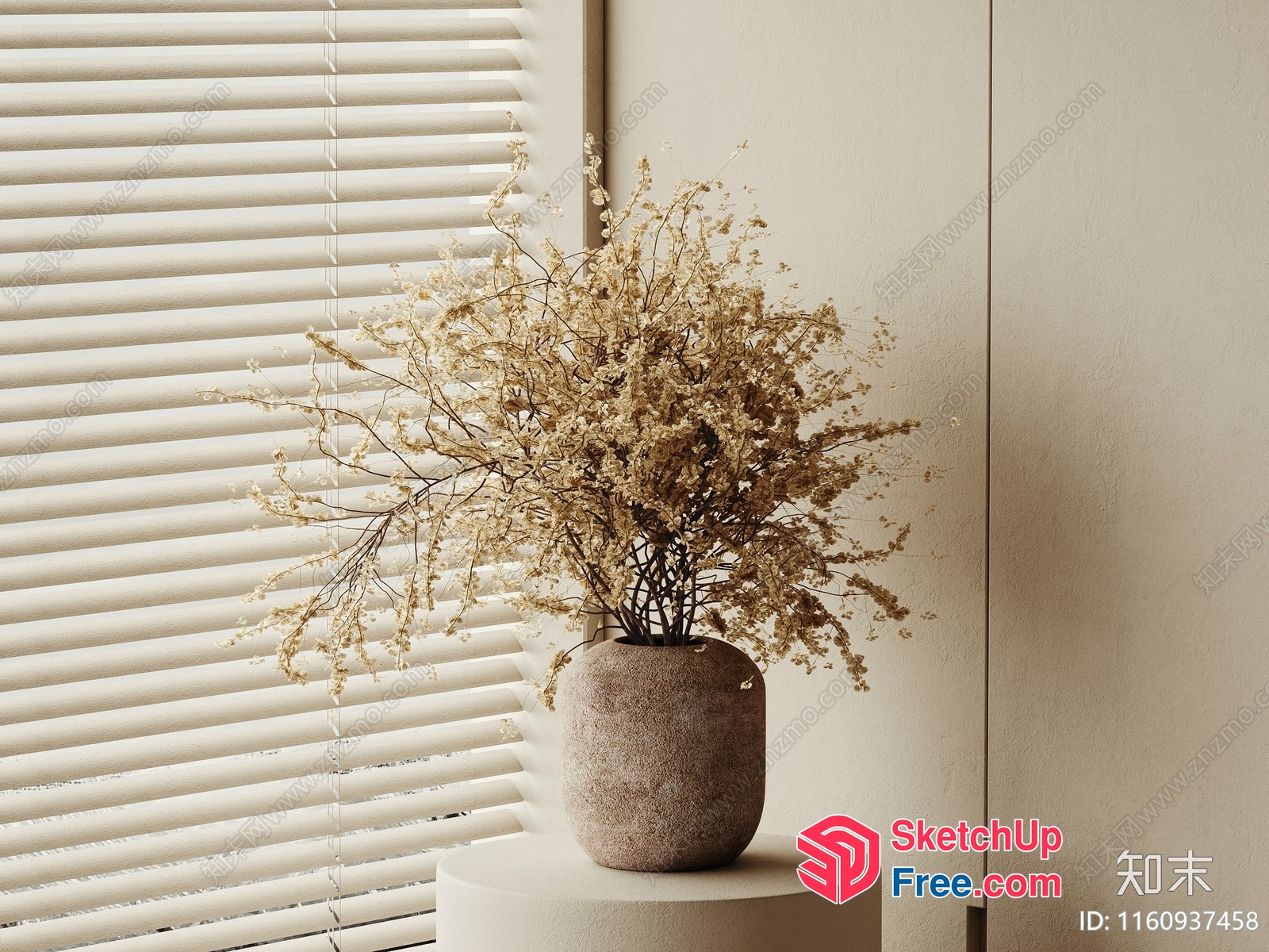 Elegant White Flower Arrangement In A Simple Vase 3D SketchUp File