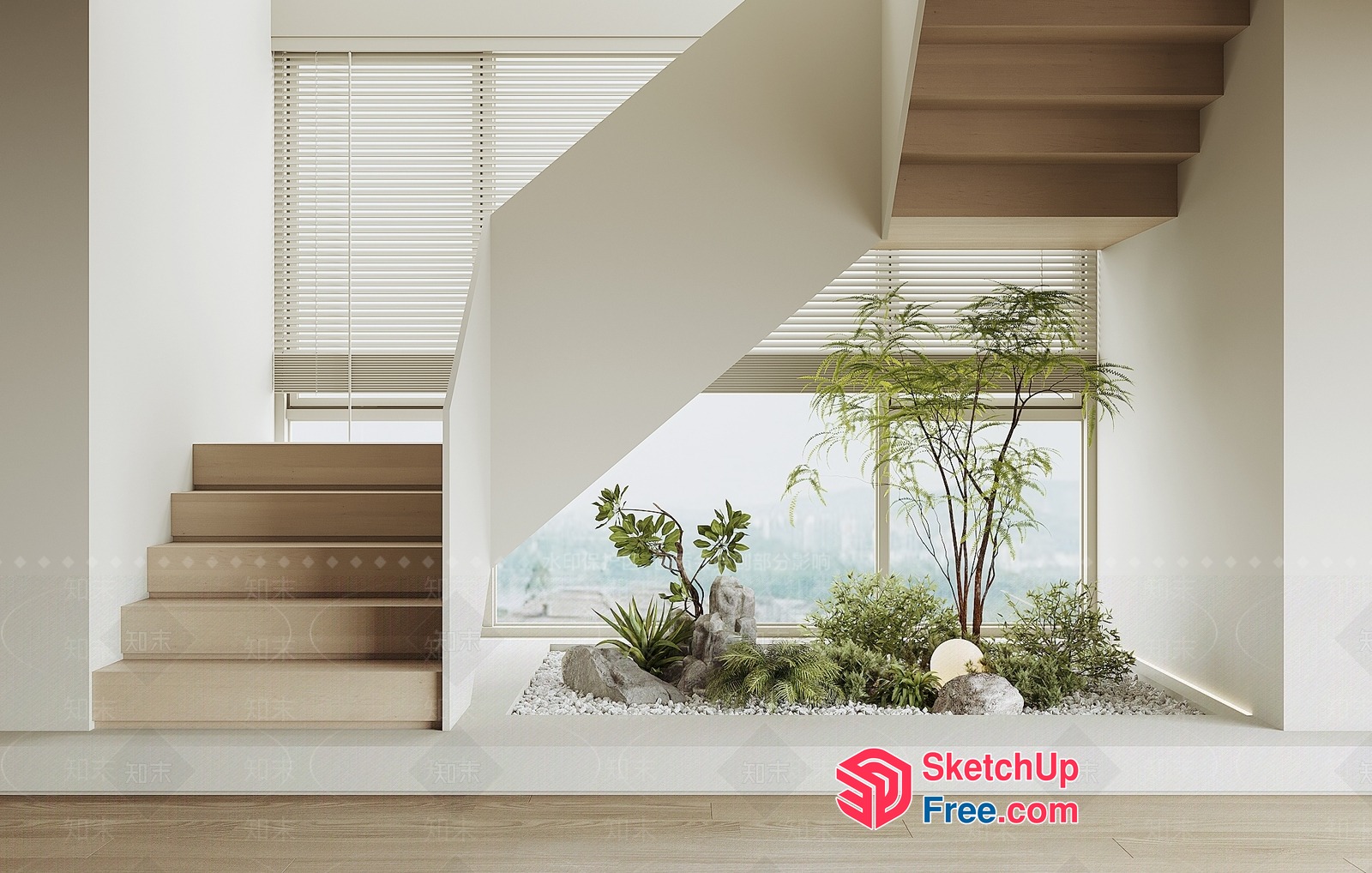 Modern Minimalist Staircase And Garden 3D SketchUp File