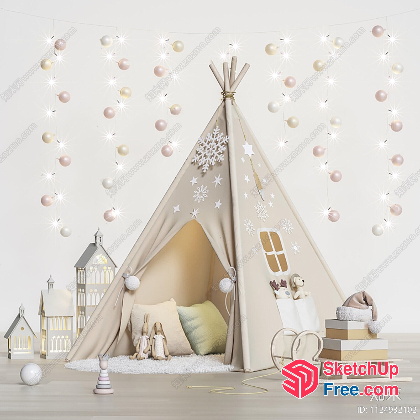 Elegant Creamy Style Children'S Play Area 3D SketchUp File