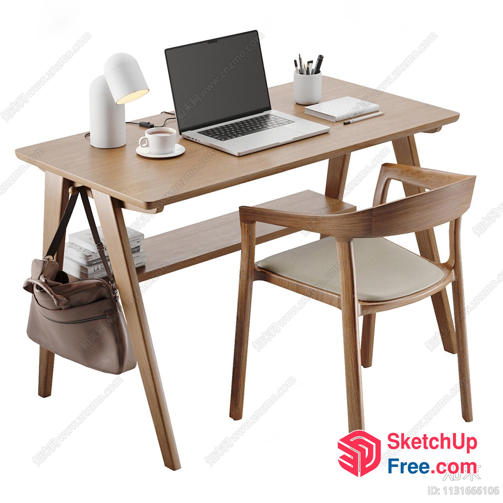 Minimalist Style Office Desk With Laptop And Chair 3D SketchUp File