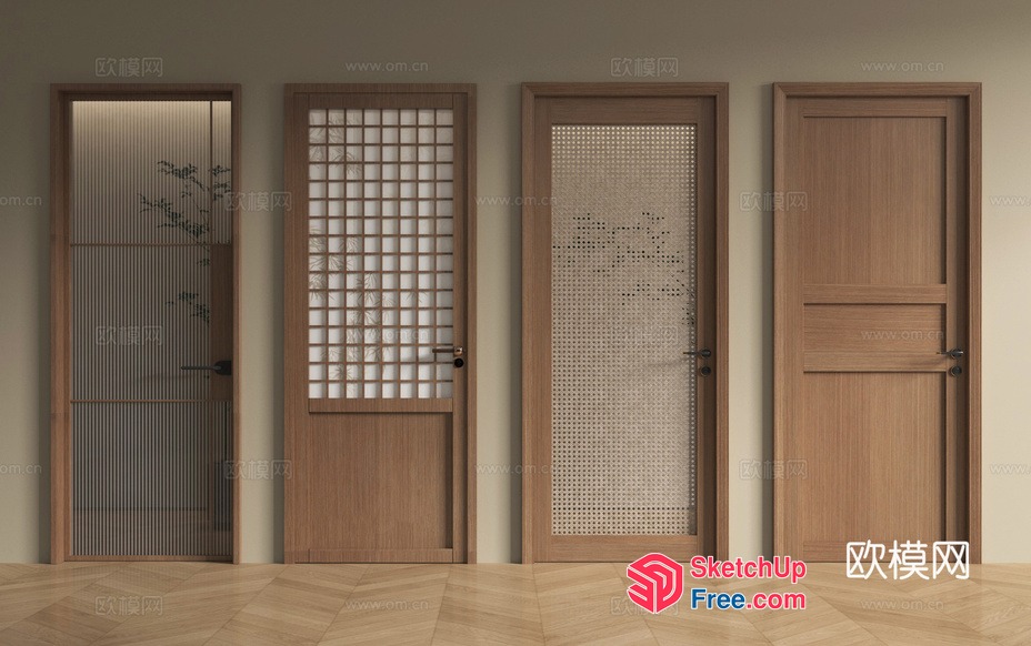 Four Doors In Different Styles 3D SketchUp File