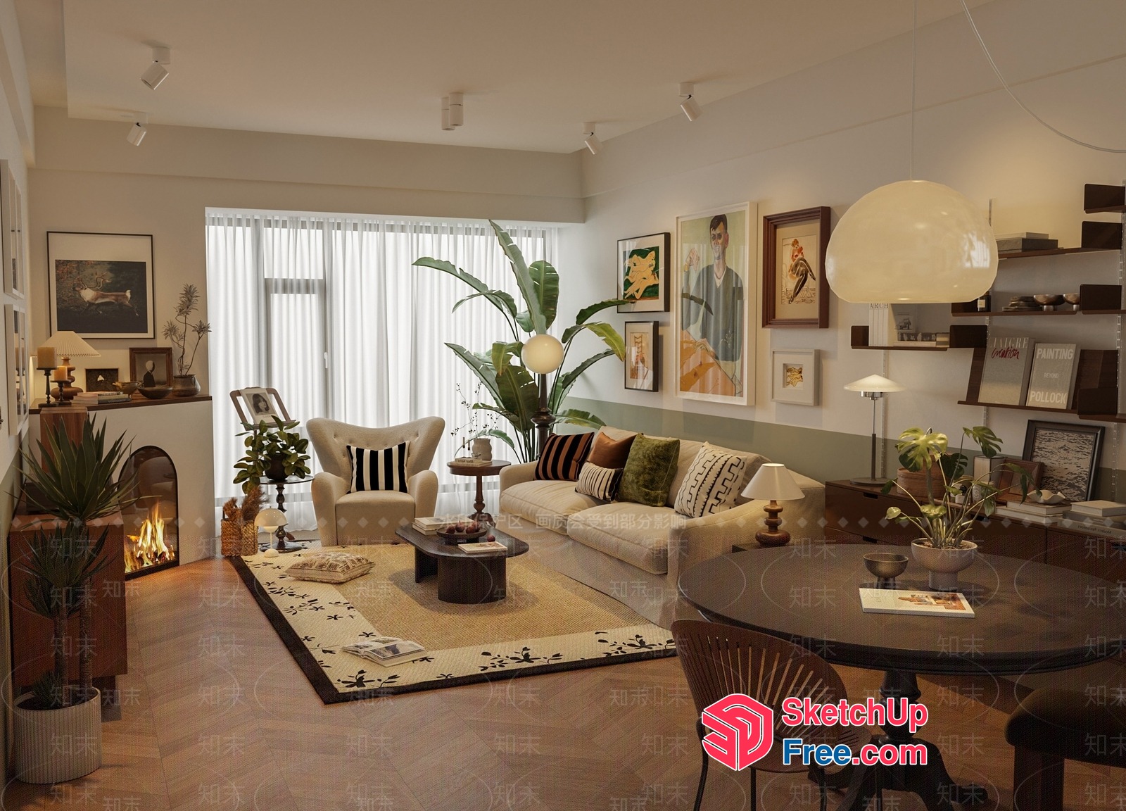 Elegant And Cozy Living Room Decor 3D SketchUp File