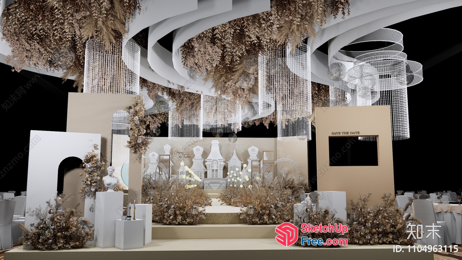 Elegant European Style Wedding Stage Decor 3D SketchUp File