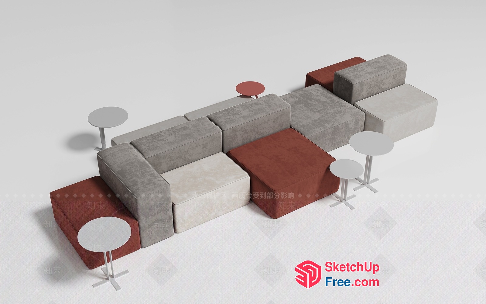Modern Living Room Furniture Set With Sofa And Tables 3D SketchUp File