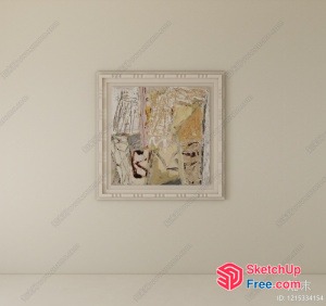 Neutral Toned Abstract Artwork In A Light Grey Frame 3D SketchUp File