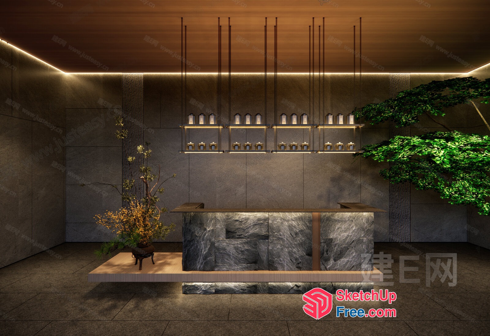 Modern Japanese-Style Interior Design 3D SketchUp File