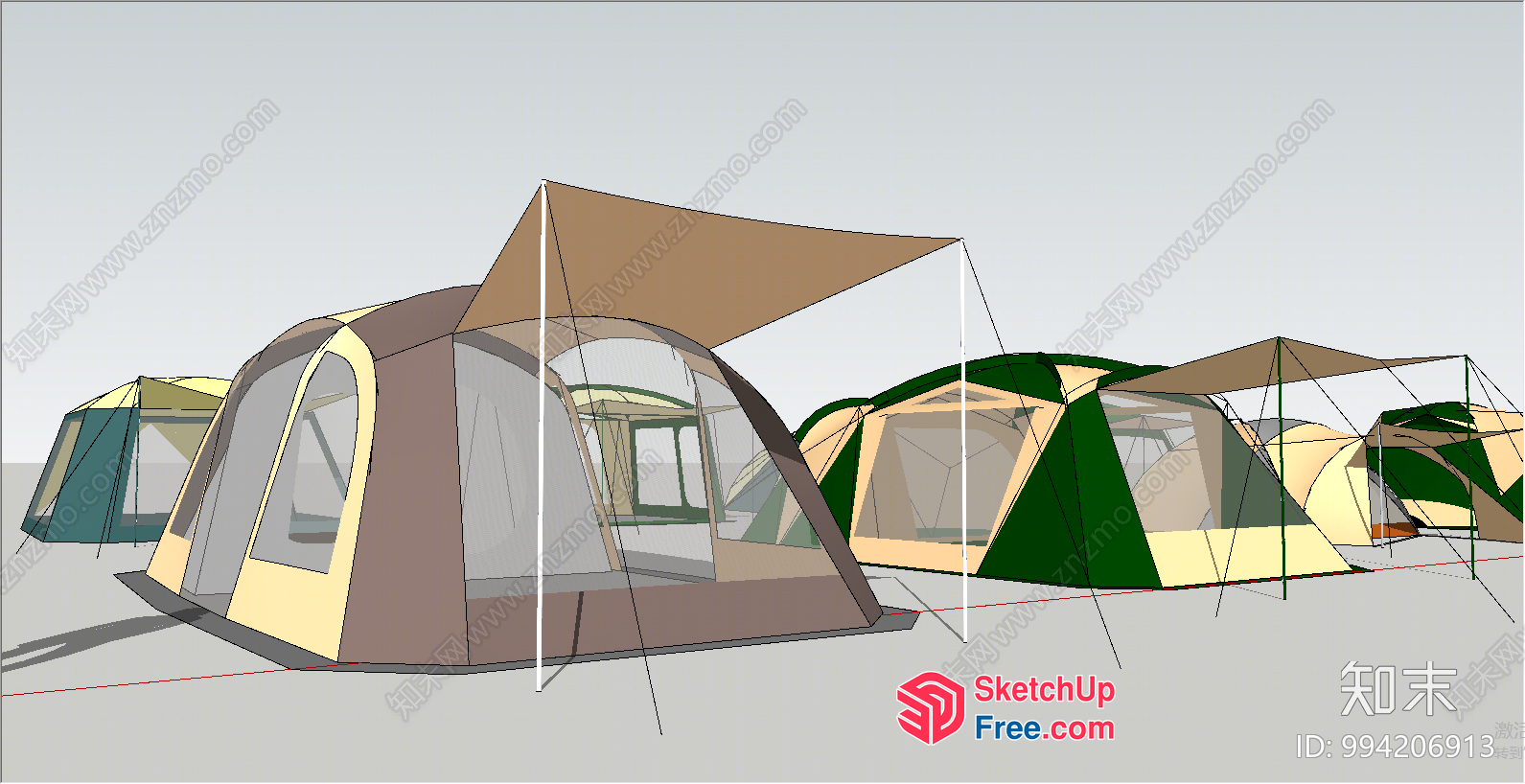 3D Rendered Outdoor Camping Tents 3D SketchUp File