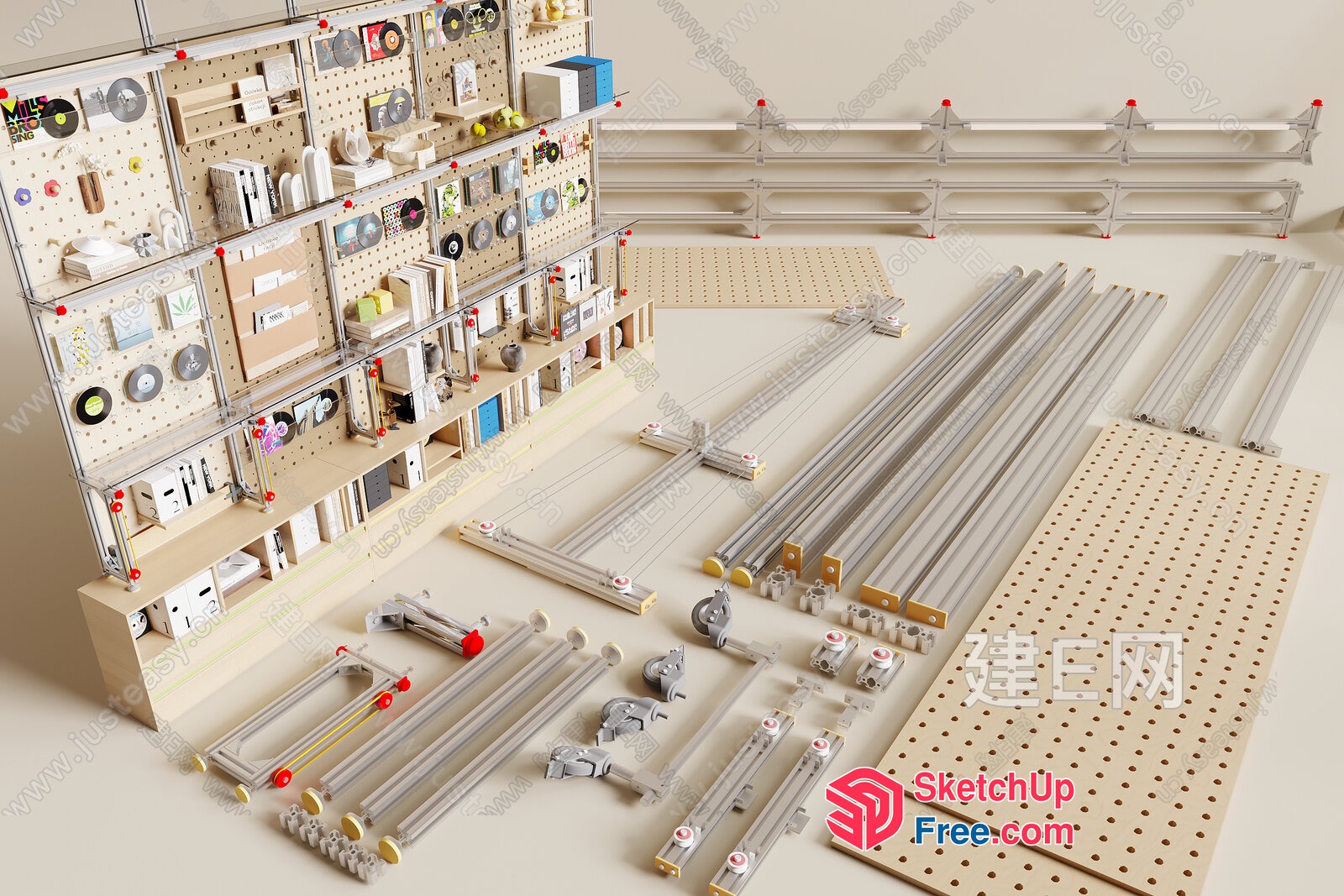 Organized Workspace Setup With Pegboard And Various Tools 3D SketchUp File