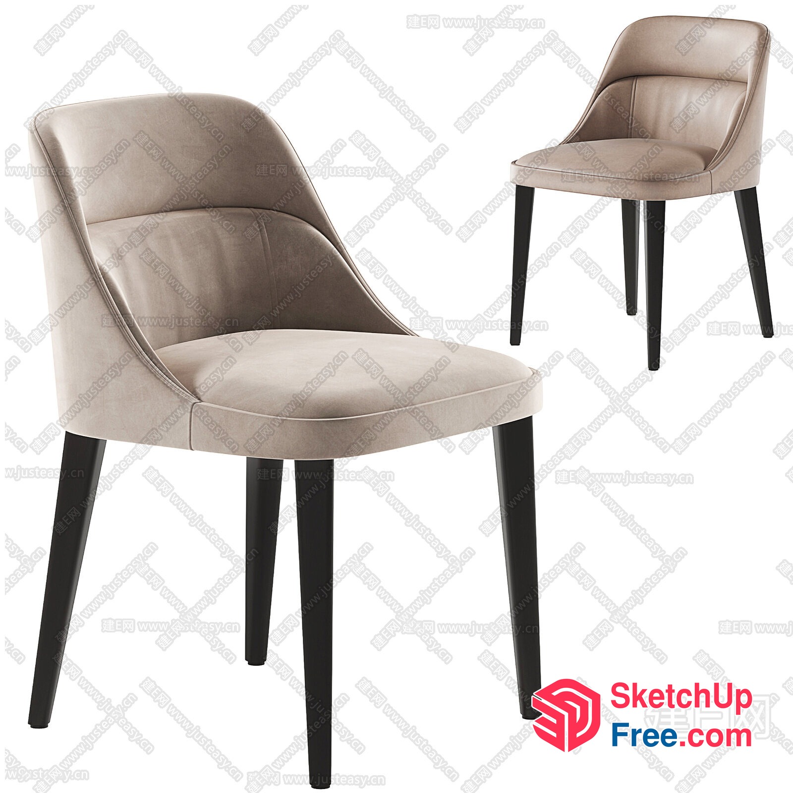 Modern Beige Upholstered Chairs 3D SketchUp File