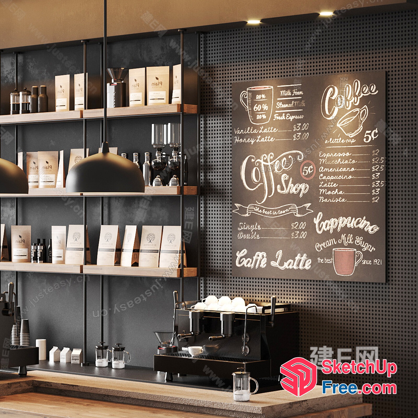 Coffee Shop Interior 3D SketchUp File