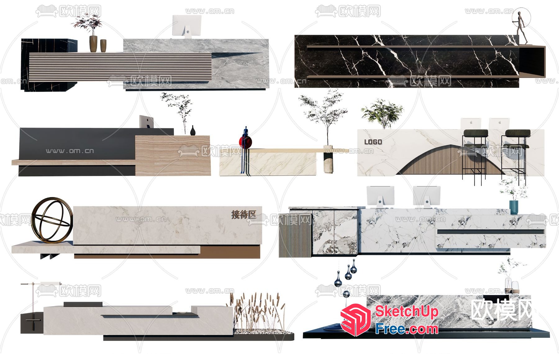 Modern Minimalist Interior Design Elements 3D SketchUp File