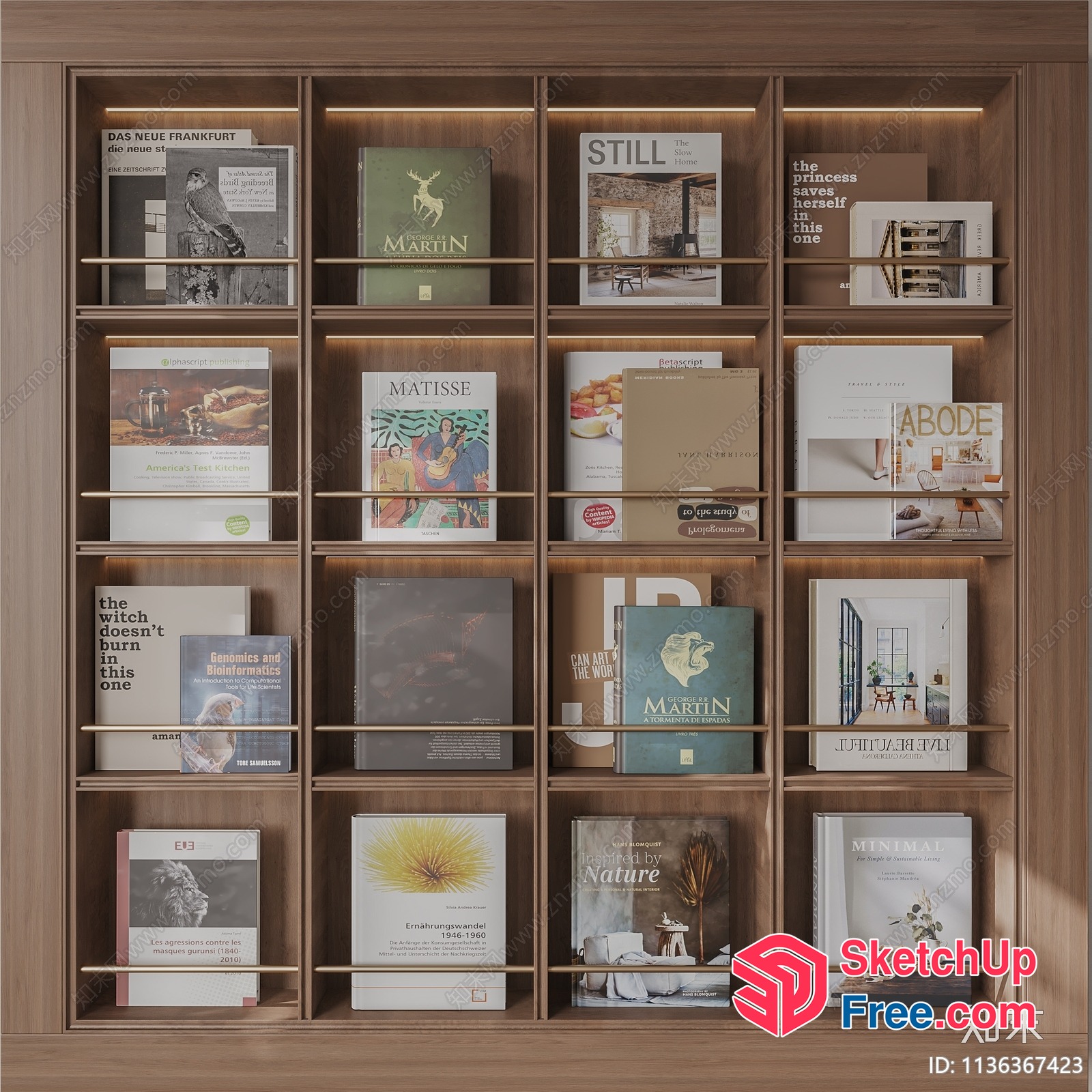 Bookcase With Book Titles And Interior Decor 3D SketchUp File