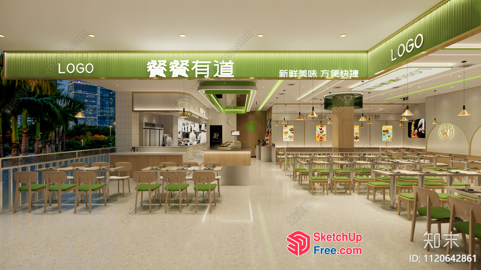Modern Commercial Street Restaurant Interior 3D SketchUp File