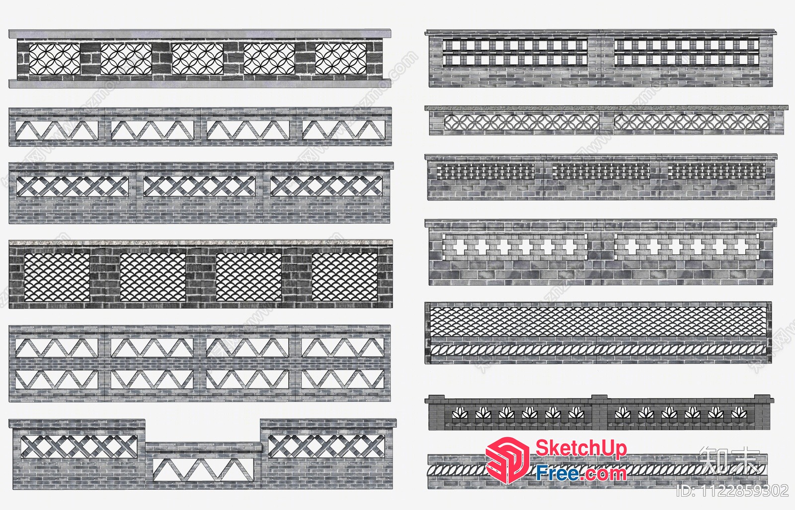 Decorative Brick Wall Designs 3D SketchUp File
